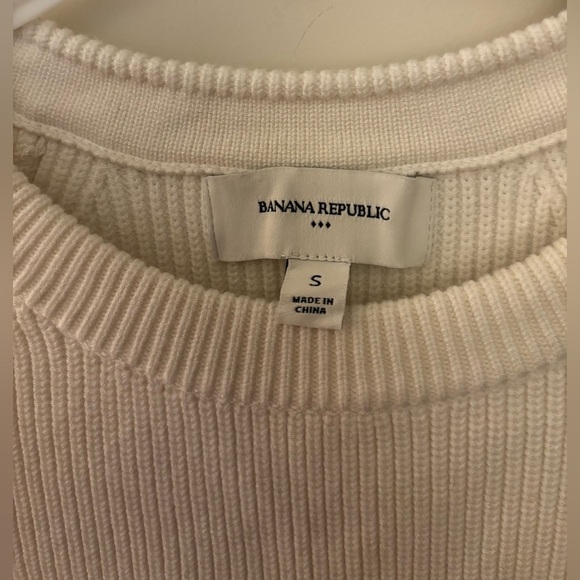 Banana Republic Heavy Knit Cropped Sweater, White, Size S - Picture 4 of 8